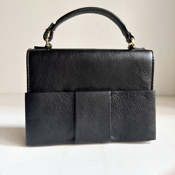 Banana Republic Black Leather Mini Bag w Bow and Chain Strap - Picture 1 of 8